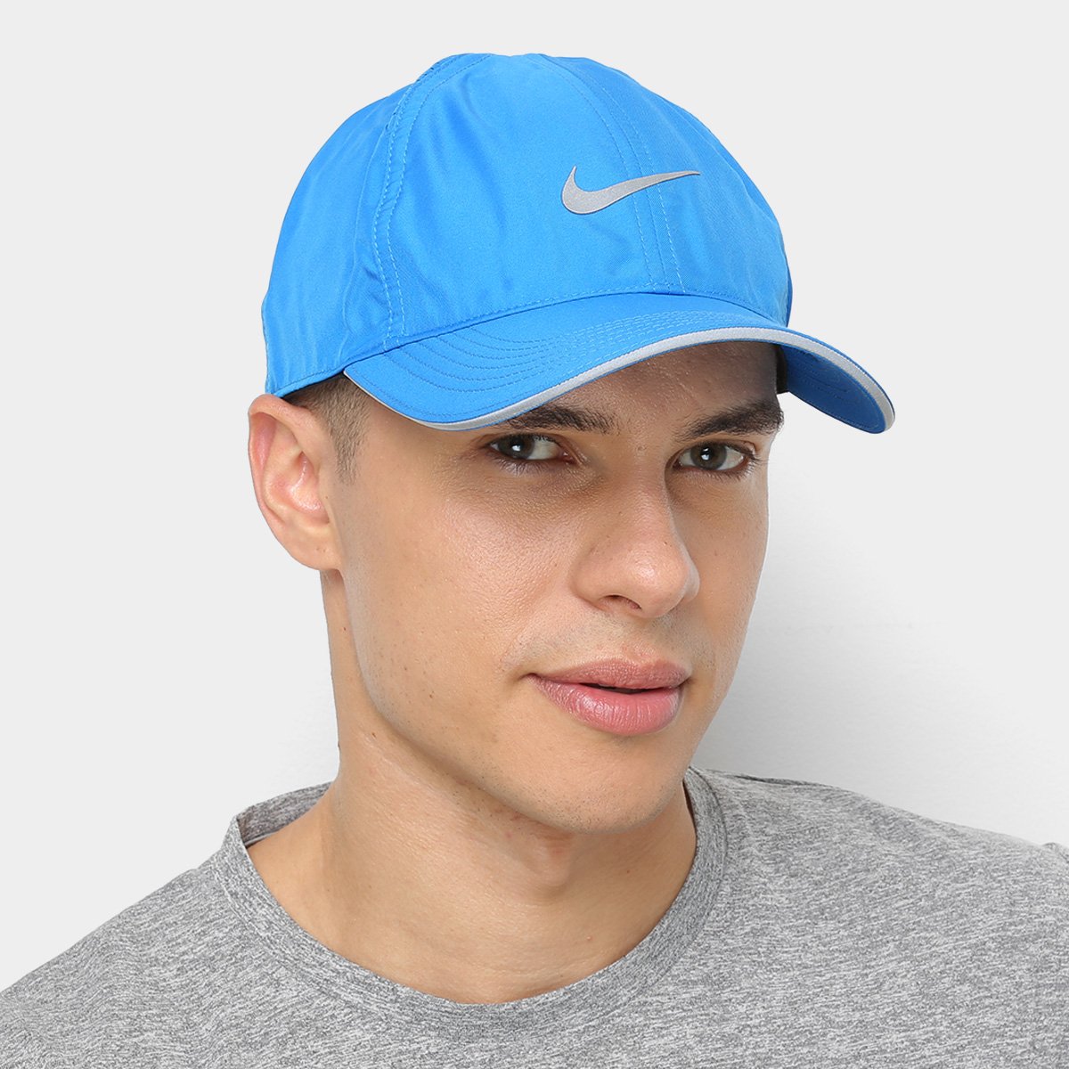 Boné Nike Aba Curva Featherlight Run - Azul Claro | Allianz Parque Shop