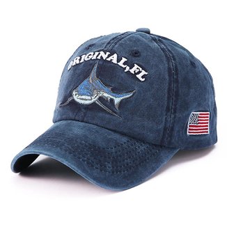 Boné Vintage Tubarão Bandeira Estados Unidos Retro pescaria