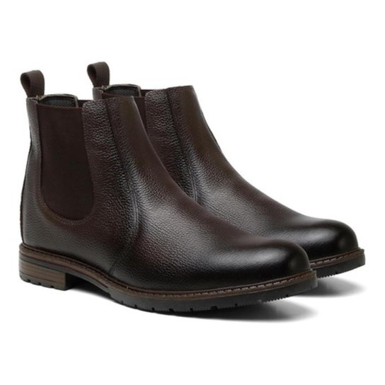 Bota Botina de Couro Masculina Chelsea Country Confortável Dia a Dia