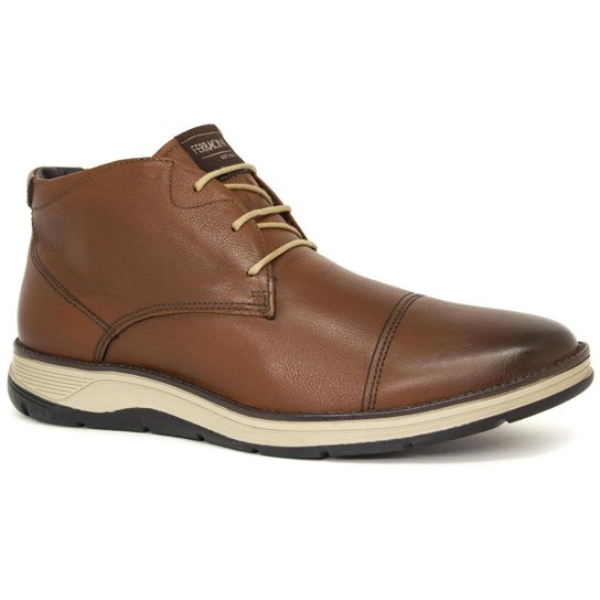 Bota Casual Ferracini 24h Fluence Couro Legítimo com Cadarço Palmilha Macia Confortável 5542-559