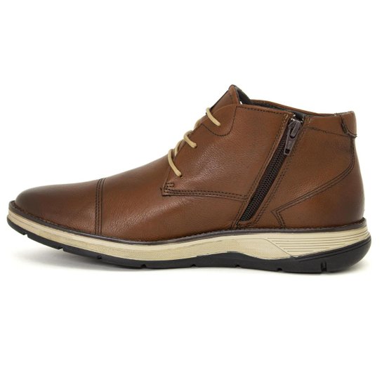 Bota Casual Ferracini 24h Fluence Couro Legítimo com Cadarço Palmilha Macia Confortável 5542-559