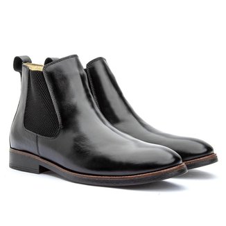 Bota Chelsea Masculina Couro Bico Redondo Conforto Casual