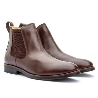 Bota Chelsea Masculina Couro Bico Redondo Conforto Casual