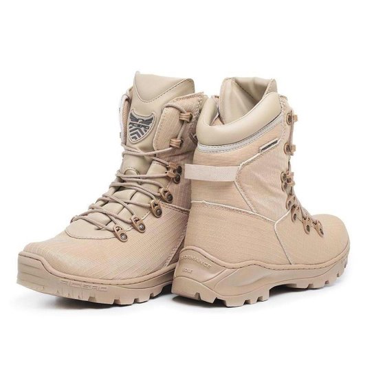 Bota Coturno Adventure Couro Militar Acero Cano Alto Conforto