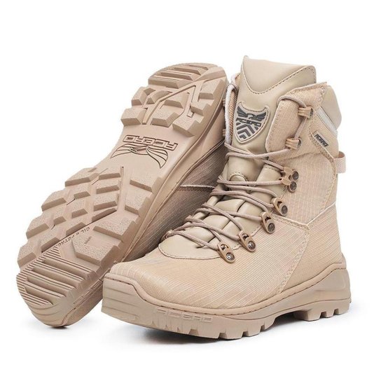 Bota Coturno Adventure Couro Militar Acero Cano Alto Conforto
