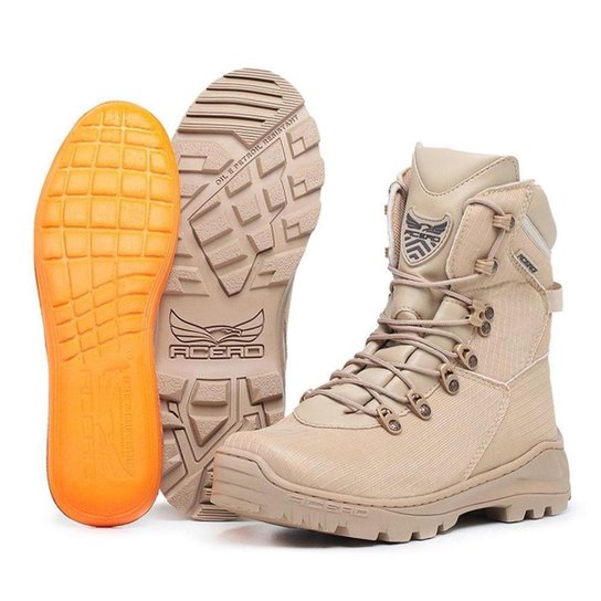 Bota Coturno Adventure Couro Militar Acero Cano Alto Conforto