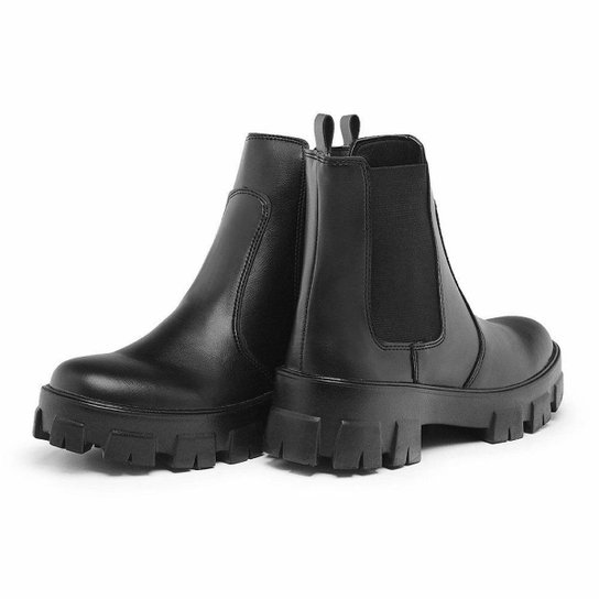 Bota Coturno Feminino Tratorada Chelsea Macia Confortável