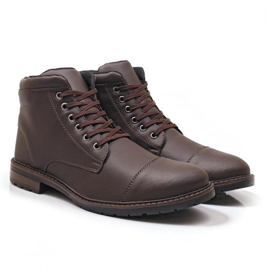 Bota Coturno Masculina Cano Curto Cadarço Conforto Macia