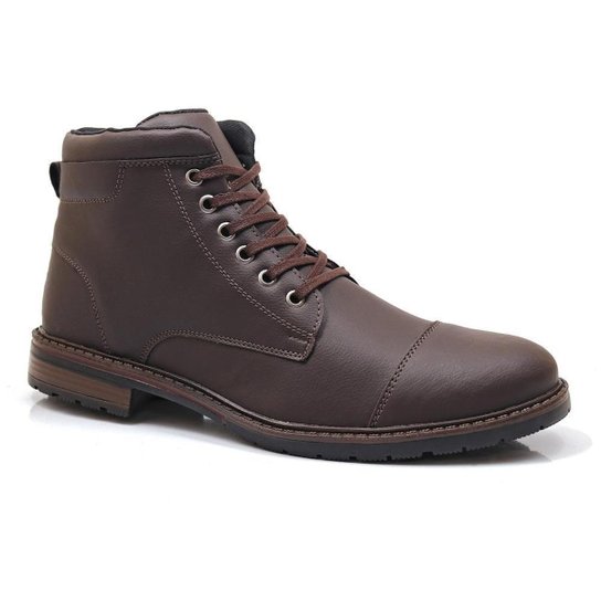 Bota Coturno Masculina Cano Curto Cadarço Conforto Macia