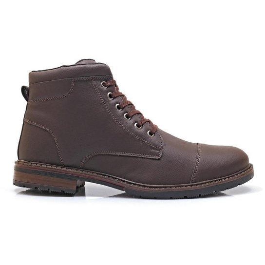 Bota Coturno Masculina Cano Curto Cadarço Conforto Macia