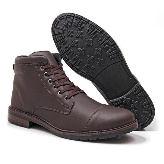 Bota Coturno Masculina Cano Curto Cadarço Conforto Macia