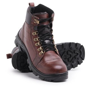 Bota Coturno Masculino Adventure Militar Conforto Costurado Reforçado Resistente Em Couro Legítimo