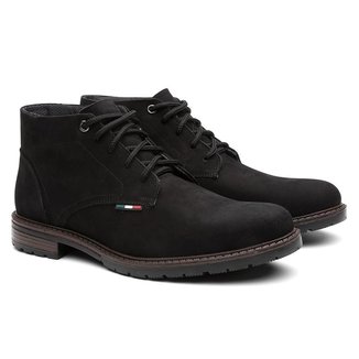 Bota Coturno Masculino de Couro Café Solado Costurado Casual