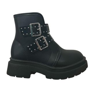 Bota Coturno Tratorada Fivela Infantil Menina Molekinha 2182.114 Preto