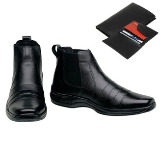 Bota de Couro Masculina Resistente Leve Conforto + Carteira