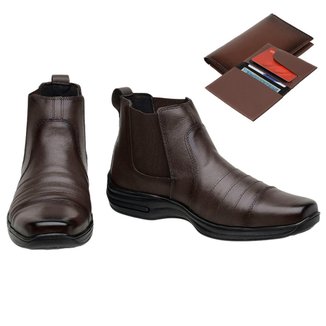 Bota de Couro Masculina Resistente Leve Conforto + Carteira