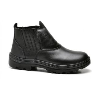 Bota de Segurança em Couro Masculino Elástico Solado Costurado Biqueira PVC e CA