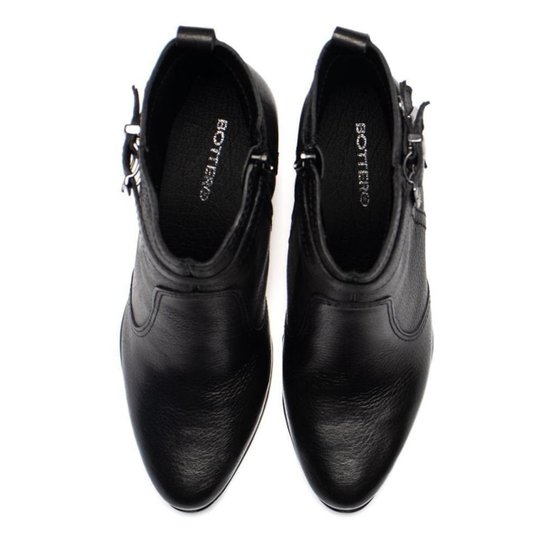 Bota Feminina Bottero de Couro Cano Curto Preto