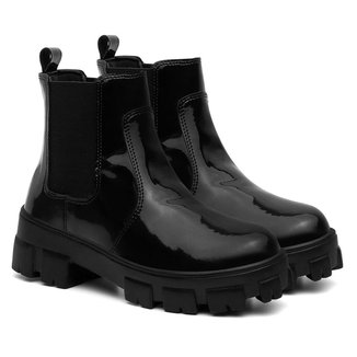 Bota Feminina Cano Curto Tratorada Salto Baixo Chelsea