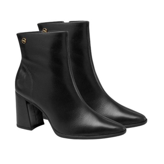 Bota Feminina Couro Cano Baixo Dakota - Preto