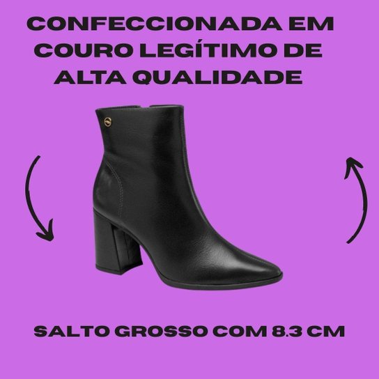 Bota Feminina Couro Cano Baixo Dakota - Preto