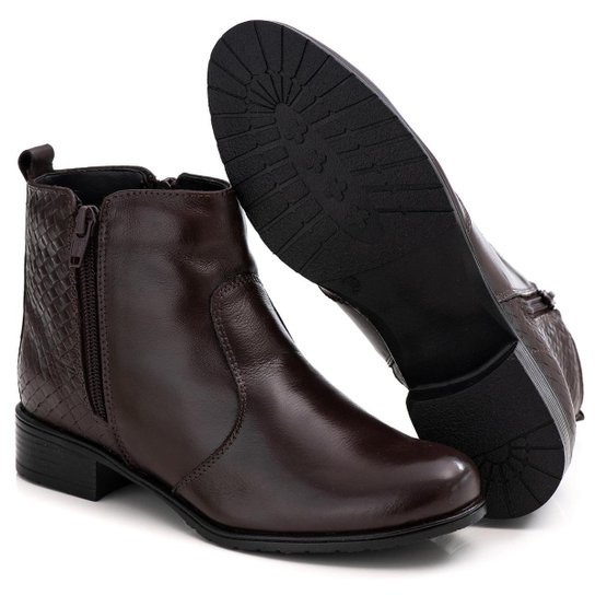 Bota Feminina Dahazzi Couro Legitimo Leve Conforto Moderna Cano Curto F252