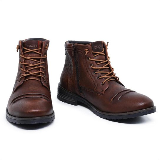 Bota Ferracini Casual Masculina em Couro Premium Marrom 9622665M