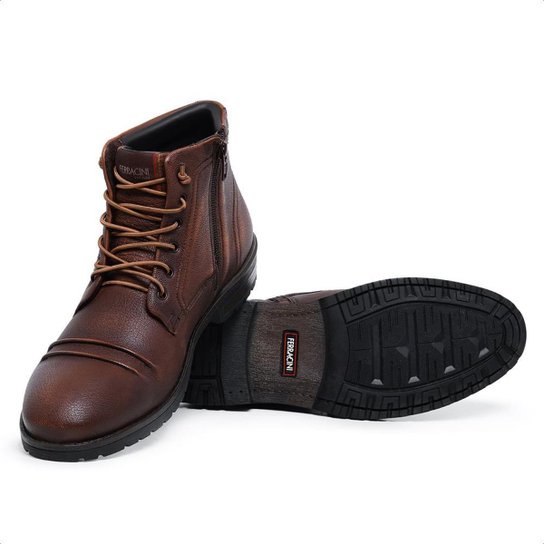 Bota Ferracini Casual Masculina em Couro Premium Marrom 9622665M
