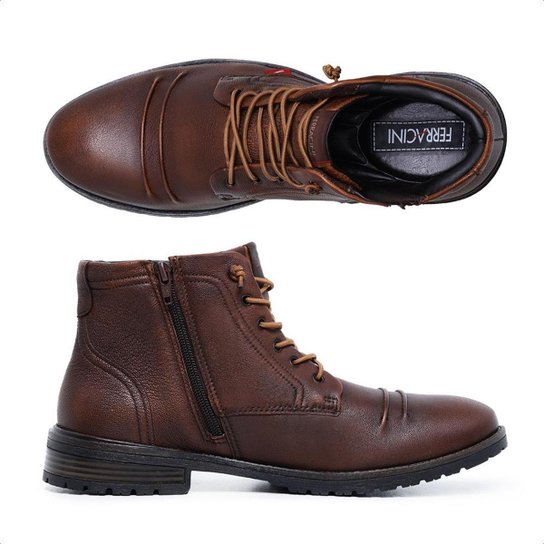 Bota Ferracini Casual Masculina em Couro Premium Marrom 9622665M