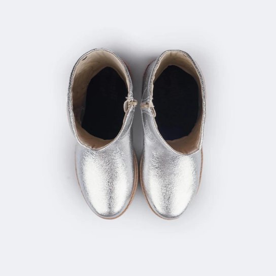 Bota Infantil Menina Safira Cano Longo Prata Nude Pampili