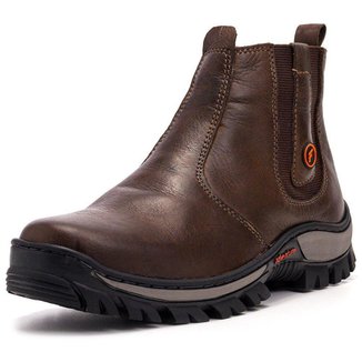 Bota Masculina Confortavel Em Couro - Seguranca - Cafe