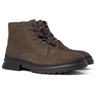 Bota Masculina Democrata Garage Eron Casual Cadarço Couro Liso Conforto 528102