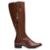 Bota Montaria Couro Feminino Cano Alto Zíper Lateral Moda Inverno Elegante Salto Baixo - Marrom
