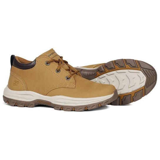 Bota Skechers Ankle Boot Leather Masculina - Bege