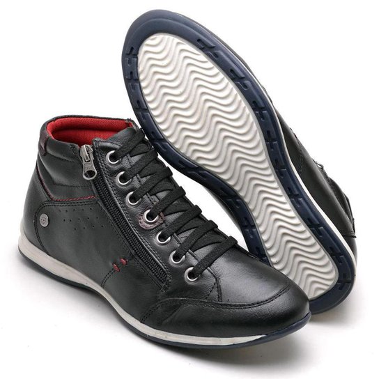 Botinha Masculina em Couro Legítimo Conforto e Estilo em um Calçado com Cadarço Elástico