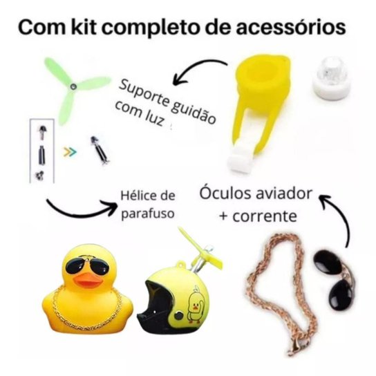 Buzina Patinho Pato Guidão Bicicleta Bike Moto C/ Led Hélice