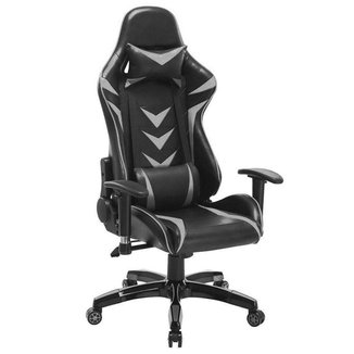 Cadeira Gamer Pelegrin em Couro PU Reclinável PEL-3003 Preta e Azul