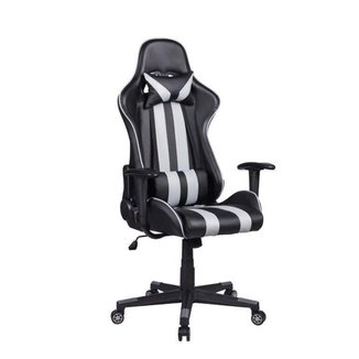 Cadeira Gamer Pelegrin em Couro PU Reclinável PEL-3013 Preta e Cinza