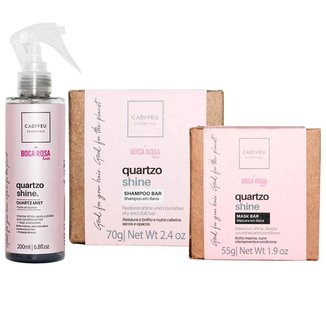 Cadiveu Essentials Quartzo Shine by Boca Rosa Hair - Kit Shampoo Em Barra + Máscara Em Barra + Fluid
