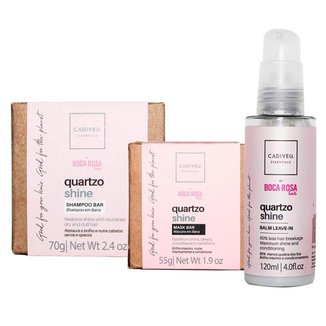 Cadiveu Essentials Quartzo Shine by Boca Rosa Hair - Kit Shampoo Em Barra + Máscara Em Barra + Leave