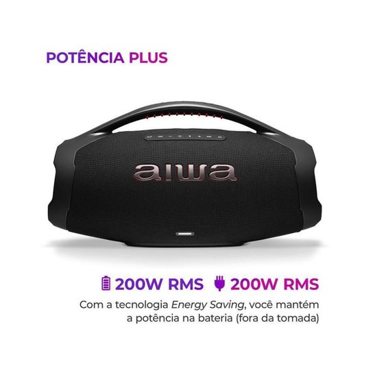 Caixa de Som Aiwa Boombox Plus AWS-BBS-01-B Bluetooth Amplificada 200W USB