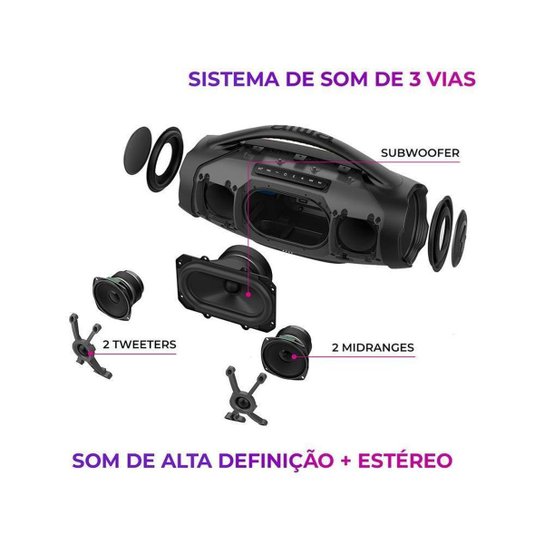 Caixa de Som Aiwa Boombox Plus AWS-BBS-01-B Bluetooth Amplificada 200W USB
