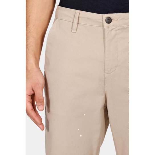 Calça Aramis Chino Skinny Sarjada Cáqui