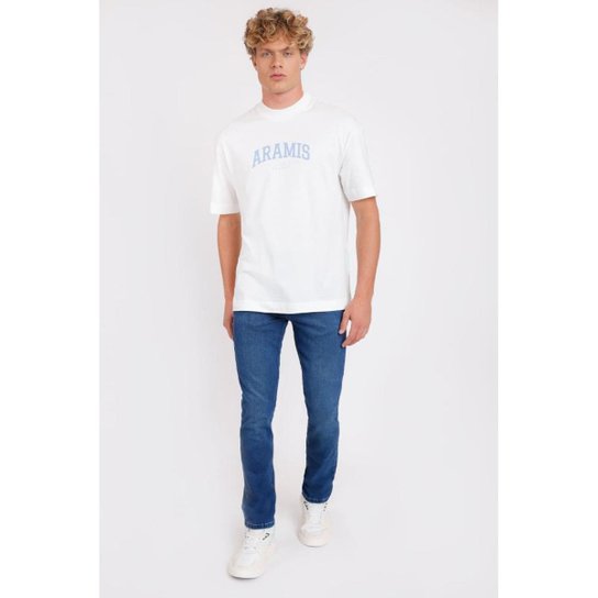 Calça Aramis Jeans Slim Medium Blue Dirty Azul Médio