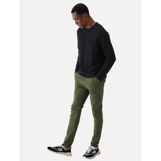 Calça Aramis Masculina Chino Color Basica Verde Militar