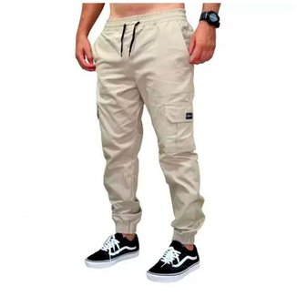 Calça Brack Sarja Jogger Cargo - Areia