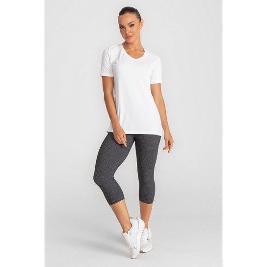 Calça Corsário Trinys Essentials High Compression Mescla Pto