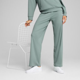 Calça ESS ELEVATED High-Waist Straight Leg Rib Feminina