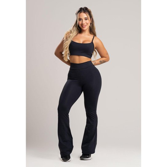 Calça Feminina Flare Pantalona Suplex Cintura Alta Mvb Modas
