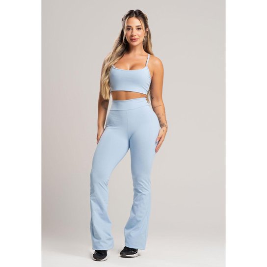 Calça Feminina Flare Pantalona Suplex Cintura Alta Mvb Modas